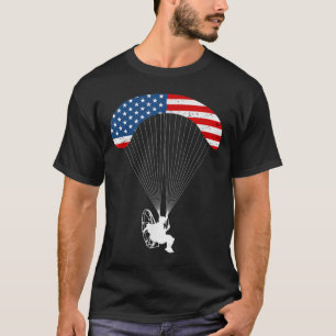 Camiseta Piloto Paramotor EUA Flag Americano Vintage Paramo