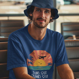 Camiseta Piloto Retro Pôr do Sol “Sóis Fora Aviões Fora” Di