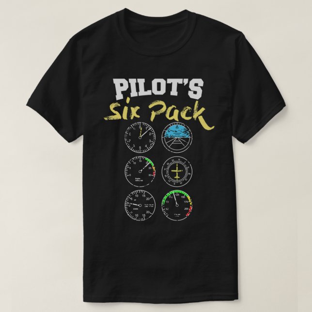 Camiseta Pilotos Seis Pack com instrumentos de cockpit (Frente do Design)
