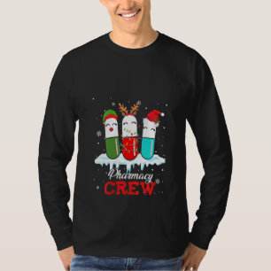 Camiseta Pílulas de farmácia feminina Reindeer Santa Claus