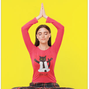 Camiseta Pílulas de meditação de ioga de gatos-do-Zen media