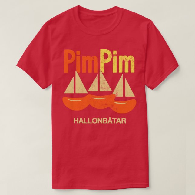 Camiseta Pim Pim Hallonbtar 70s Doces suecos (Frente do Design)