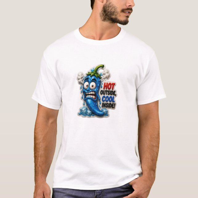 Camiseta Pimenta Chili Azul Engraçada (Frente)