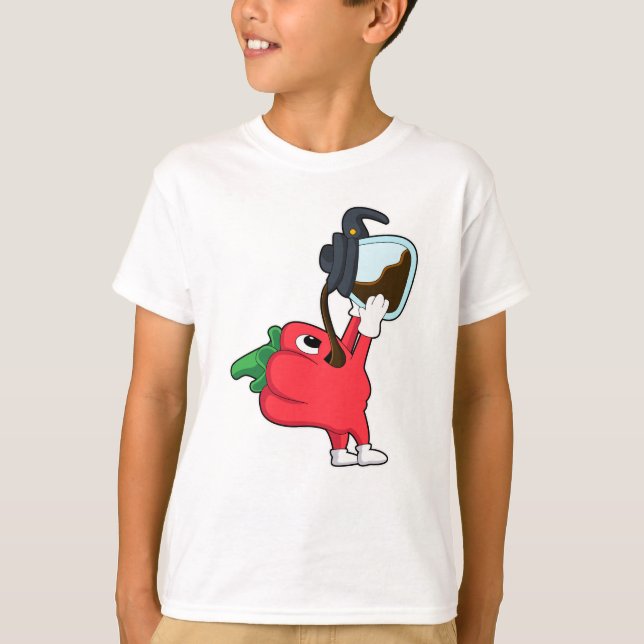 Camiseta Pimenta com Pote de café (Frente)