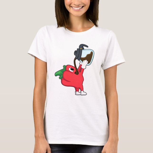 Camiseta Pimenta com Pote de café (Frente)