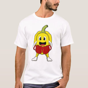 Camiseta Pimenta como Boxer com luvas em caixa