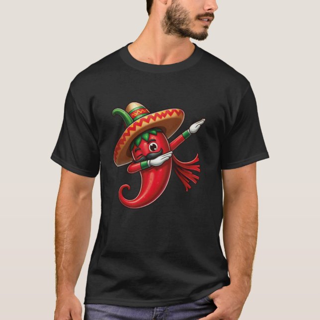 Camiseta Pimenta Dabbing Cinco De Mayo Orgulho Mexicano Jal (Frente)