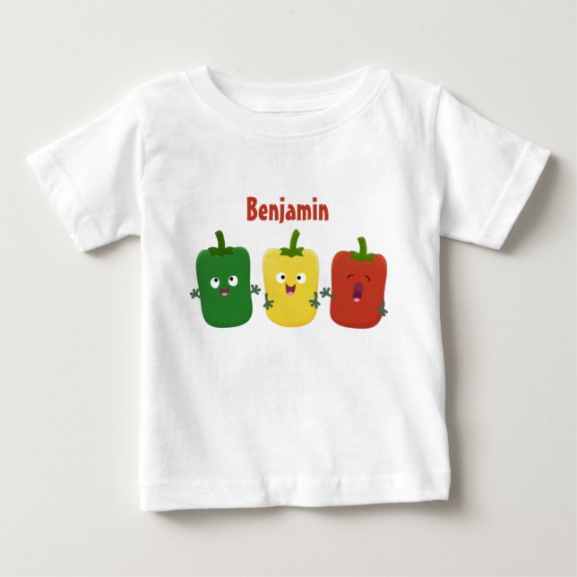 Camiseta Pimenta-de-sino-branco capsicum trio cantando cart (Frente)