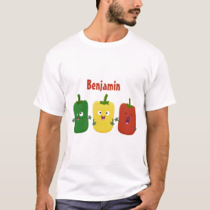 Camiseta Pimenta-de-sino-branco capsicum trio cantando cart