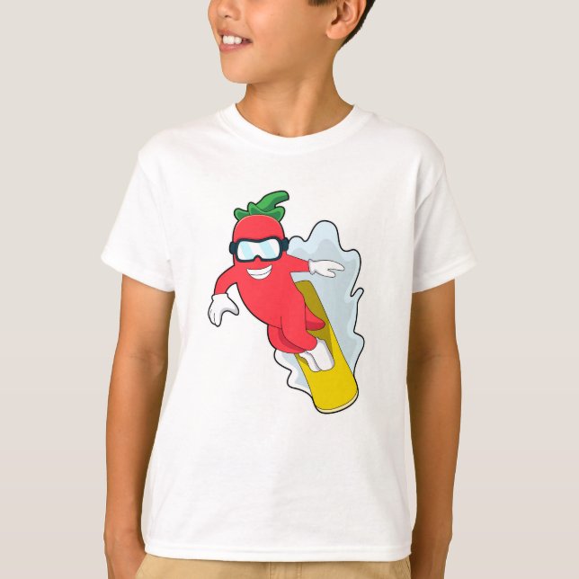 Camiseta Pimenta em Snowboard com Snowboard (Frente)