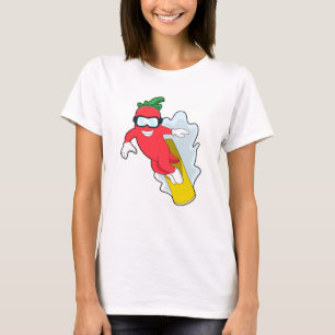 Camiseta Pimenta em Snowboard com Snowboard