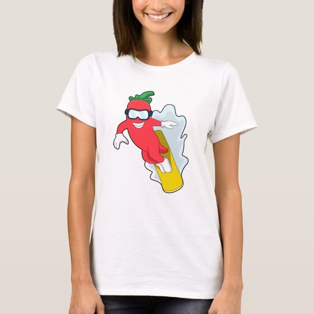 Camiseta Pimenta em Snowboard com Snowboard (Frente)