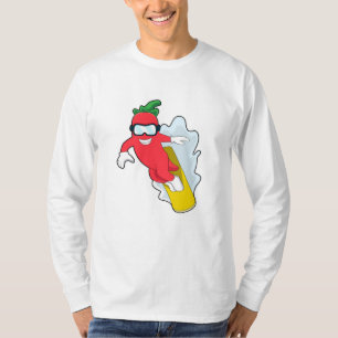 Camiseta Pimenta em Snowboard com Snowboard