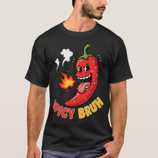 Camiseta Pimenta Picante Bruh Chili Quente Hilarante Mexica