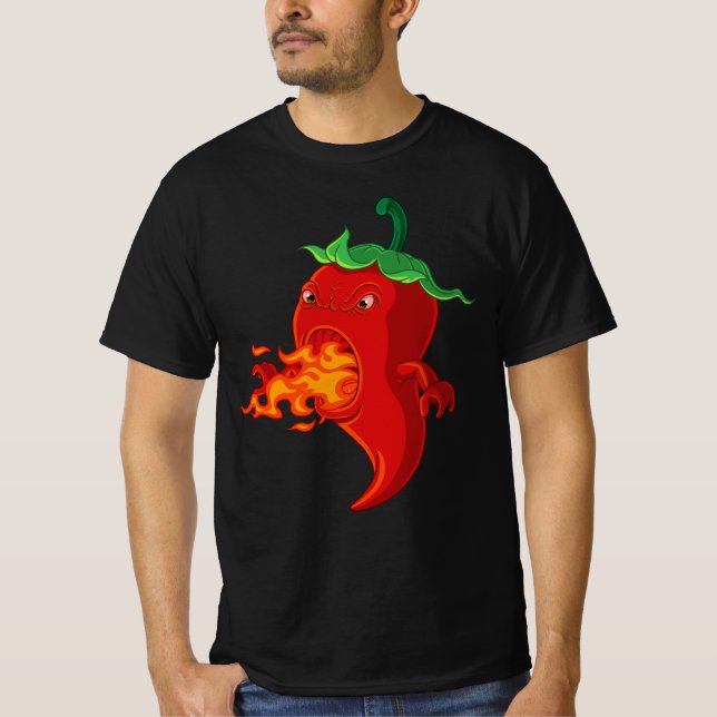 Camiseta pimenta-pimenta-de-pimenta-quente vermelha com cha (Frente)