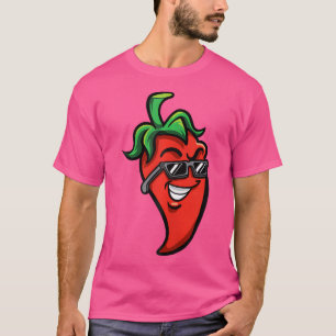 Camiseta Pimenta Usando Óculos de Sol Pimenta Picante Quent