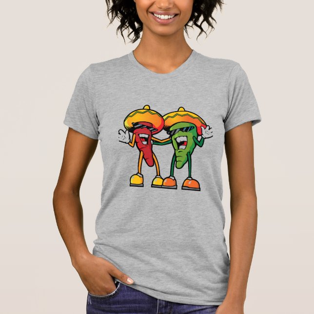 Camiseta Pimentas quentes de desenho animado (Frente)