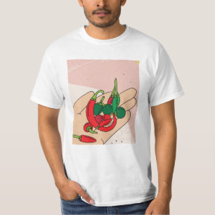 Camiseta Pimentões Quentes de Comida Picante Chili