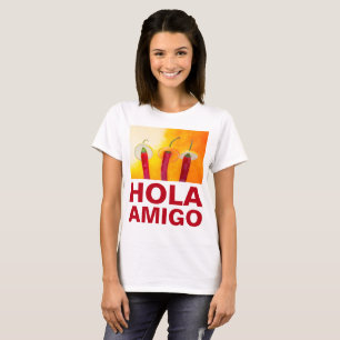 Camiseta Pimentos Chili Hola Amigo Funny personalizável