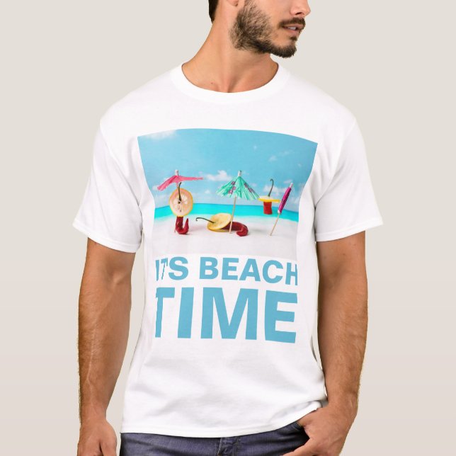 Camiseta Pimentos Chili Hora da Praia Engraçado, personaliz (Frente)