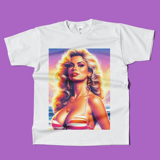 Camiseta Pin-up Hot Beach dos anos 80 (Criador carregado)