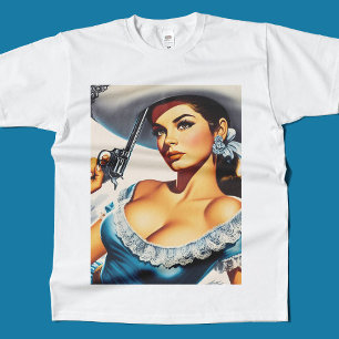 Camiseta Pin-up Retro do Velho Oeste