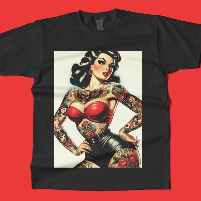 Camiseta Pin-up Tatuado na Vintage (Criador carregado)