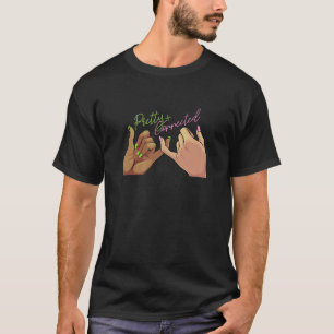 Camiseta Pin Verde-Rosa Bonito Ligado ao Melhor Amigo das M