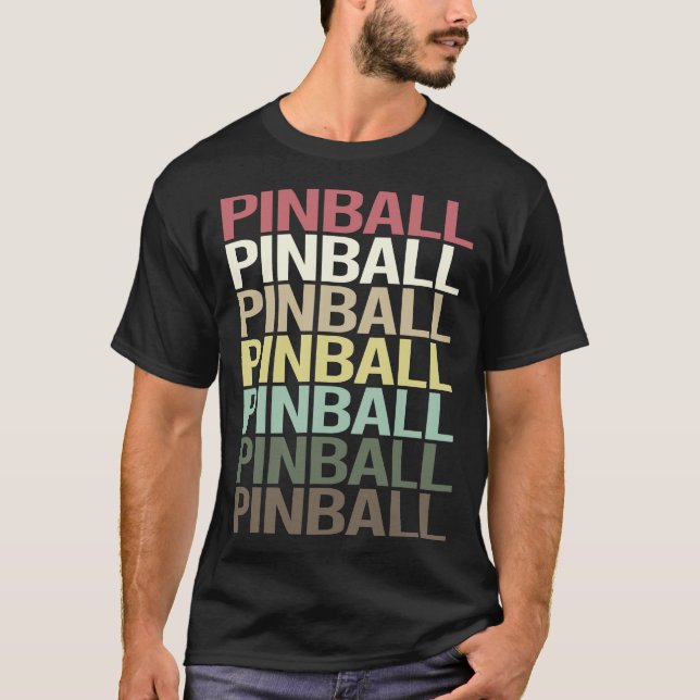 Camiseta Pinball de texto colorido (Frente)