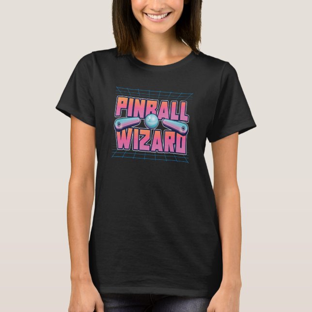 Camiseta Pinball Machine Flippers Aponta Jogo de Arcade Pin (Frente)