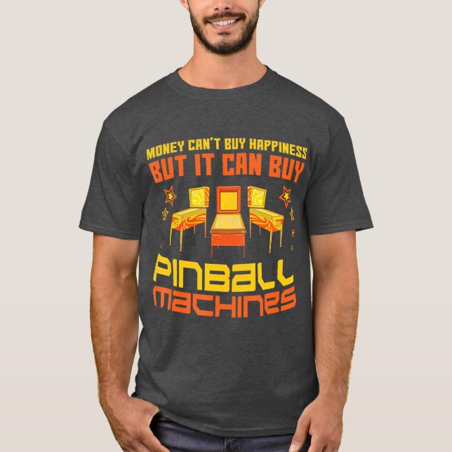 Camiseta Pinball Machines Engraçados Vintage Arcade Jogo (Frente)