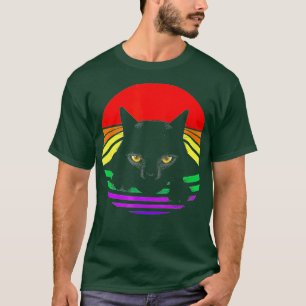 Camiseta Pinças de Gato Negra Arco-Íris Brilhante LGBT