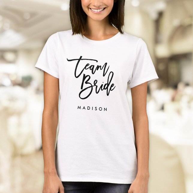 Camiseta Pincel Chic Tendência Preto Equipe da Noiva Roteir (Criador carregado)