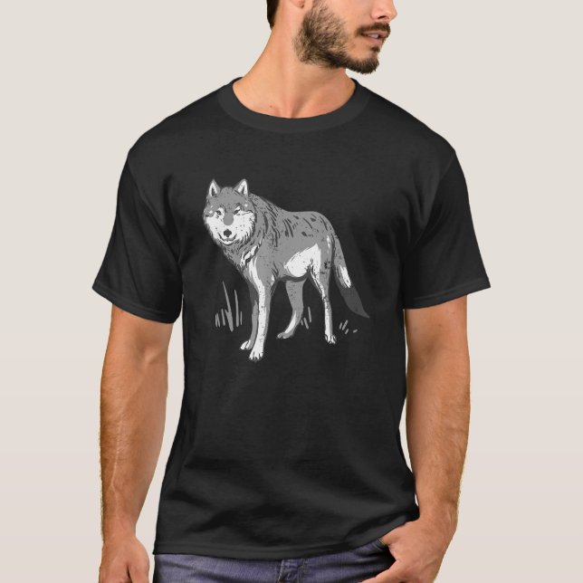 Camiseta Pincel Colorida Artística De Lobo Como Wolf De (Frente)