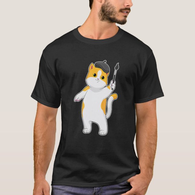 Camiseta Pincel de Pintor de Gato (Frente)