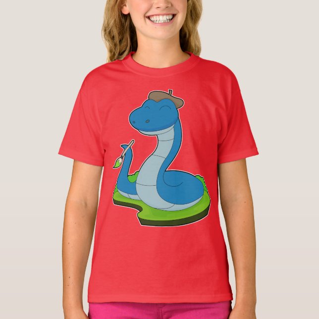 Camiseta pincel de pintura com cobra (Frente)