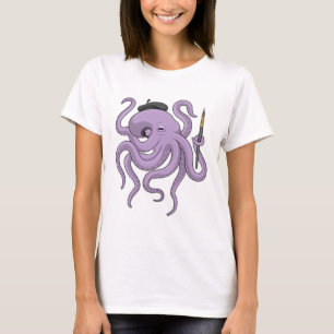 Camiseta Pincel de Pintura de Octopus
