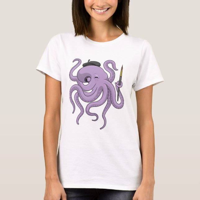 Camiseta Pincel de Pintura de Octopus (Frente)