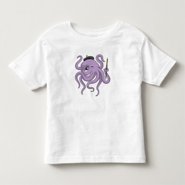 Camiseta Pincel de Pintura de Octopus (Frente)
