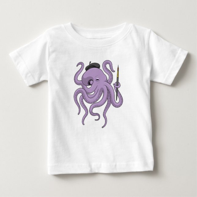 Camiseta Pincel de Pintura de Octopus (Frente)