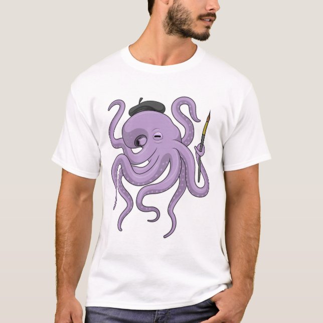 Camiseta Pincel de Pintura de Octopus (Frente)