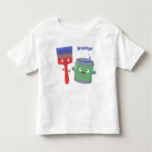 Camiseta Pincel de pintura e personagens de desenho animado