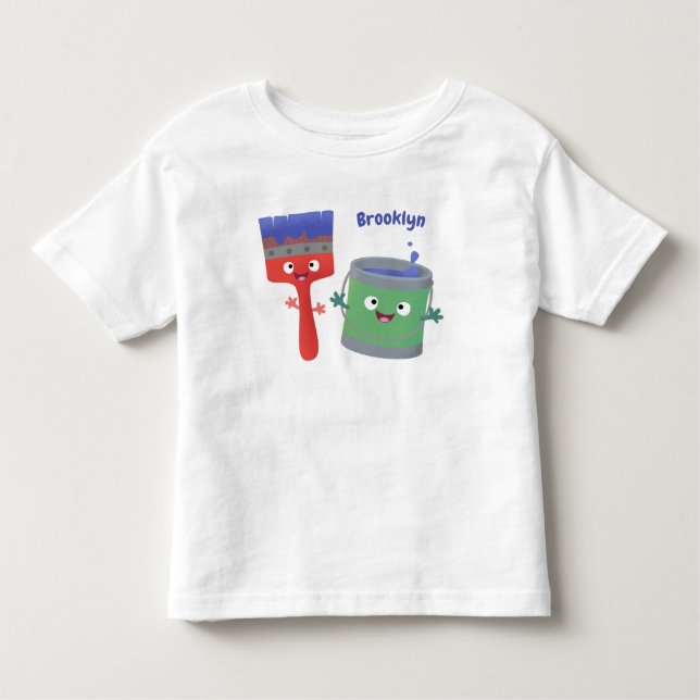Camiseta Pincel de pintura e personagens de desenho animado (Frente)