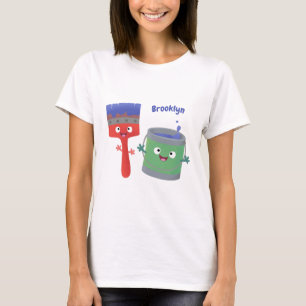 Camiseta Pincel de pintura e personagens de desenho animado