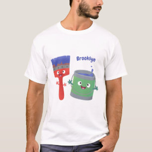 Camiseta Pincel de pintura e personagens de desenho animado