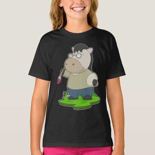 Camiseta Pincel de pintura para pincel de pincel de equinos (Frente)