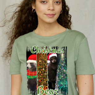 Camiseta Pincel do Urso de Natal Cava Vermelho e Verde Mode
