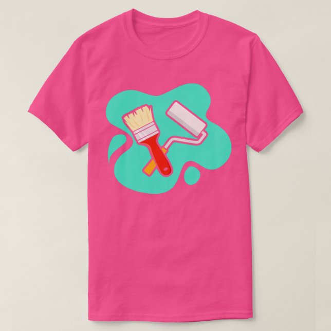Camiseta Pincel e rolo de tinta para pintores e vernizes (Frente do Design)
