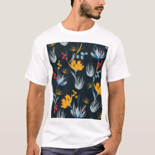 Camiseta Pincel Floral Contrastada: Preto Sem Vista