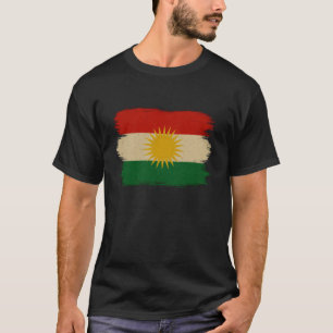 Camiseta Pincelada da Bandeira Curda Grunge da Bandeira do